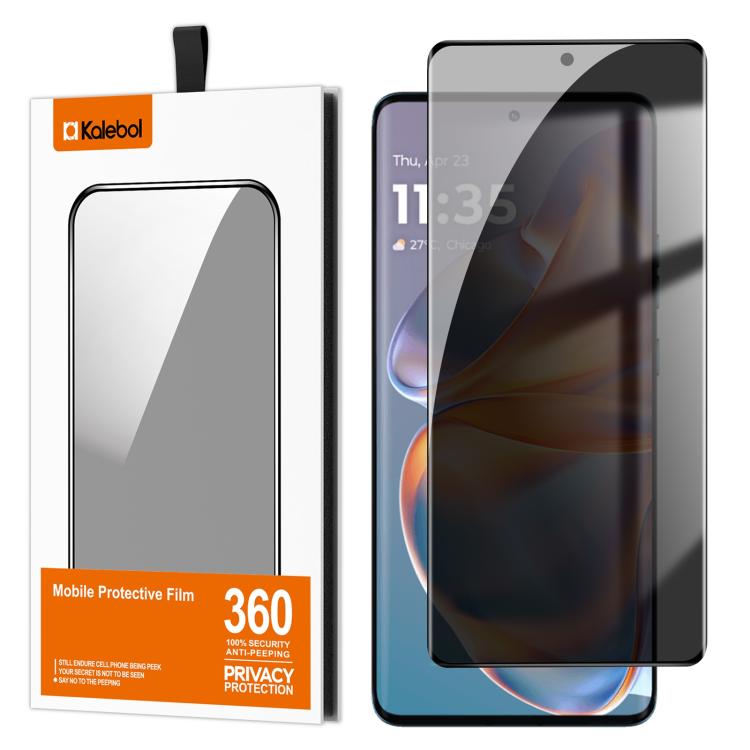 For Motorola Edge 50 Pro Kalebol Curved High-Aluminum Screen-Printed Full-Coverage Anti-Fingerprint Black-Border Privacy Tempered Glass Film