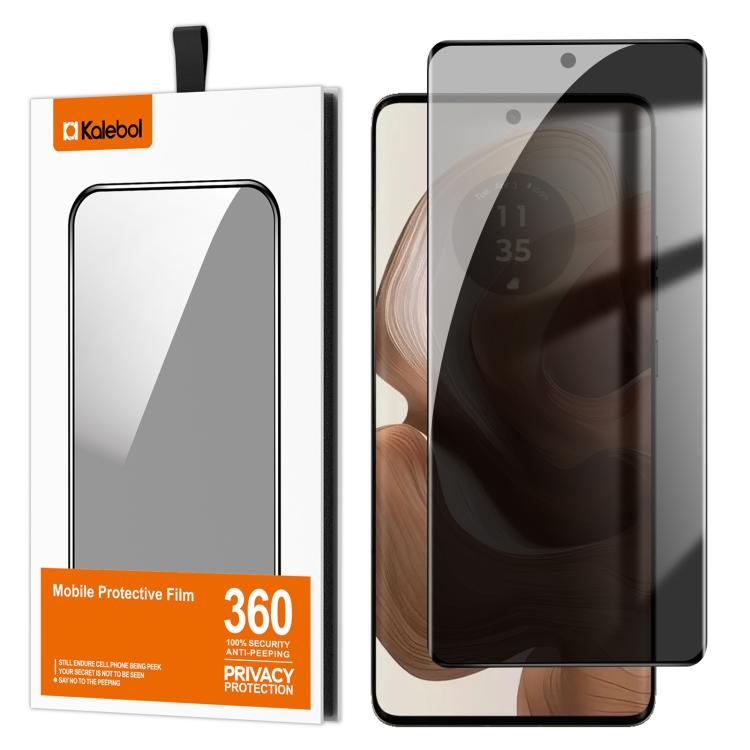 For Motorola Edge 50 Ultra Kalebol Curved High-Aluminum Screen-Printed Full-Coverage Anti-Fingerprint Black-Border Privacy Tempered Glass Film