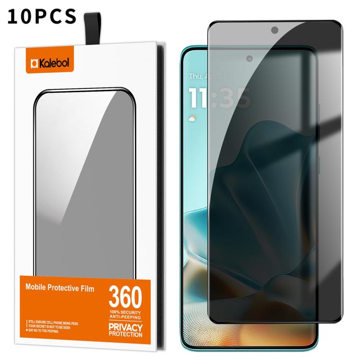 For Motorola Edge 60 Fusion 10pcs Kalebol Curved High-Aluminum Screen-Printed Full-Coverage Anti-Fingerprint Black-Border Privacy Tempered Glass Film