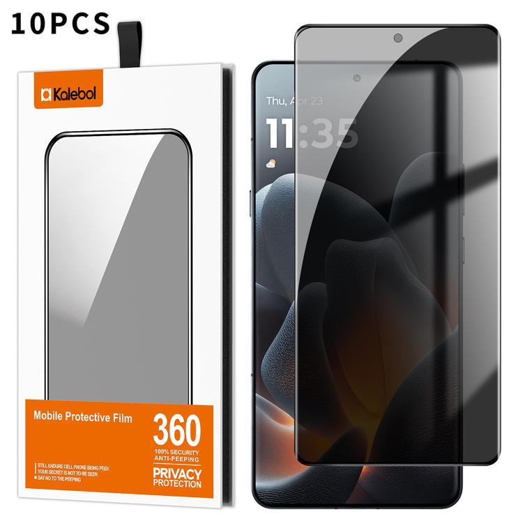 For Motorola Signature 5G 10pcs Kalebol Curved High-Aluminum Screen-Printed Full-Coverage Anti-Fingerprint Black-Border Privacy Tempered Glass Film