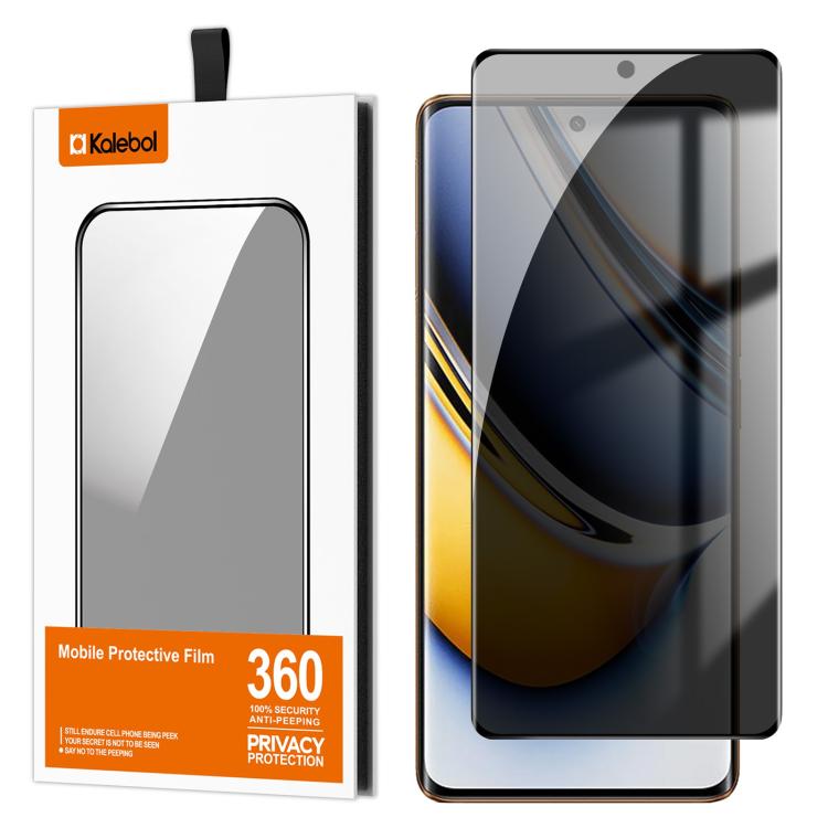 For Realme 11 Pro+ Kalebol Curved High-Aluminum Screen-Printed Full-Coverage Anti-Fingerprint Black-Border Privacy Tempered Glass Film