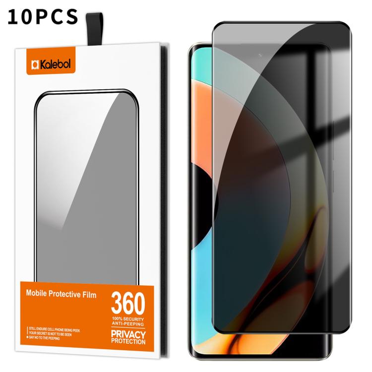 For Realme 10 Pro+ 10pcs Kalebol Curved High-Aluminum Screen-Printed Full-Coverage Anti-Fingerprint Black-Border Privacy Tempered Glass Film