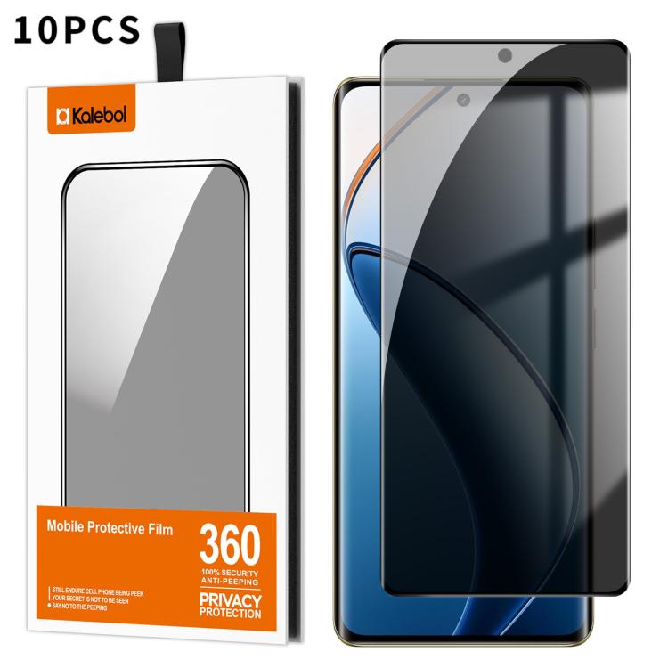 For Realme 12 Pro 10pcs Kalebol Curved High-Aluminum Screen-Printed Full-Coverage Anti-Fingerprint Black-Border Privacy Tempered Glass Film