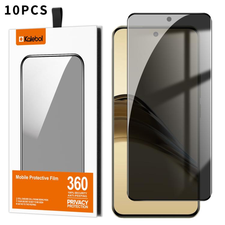 For Realme 13 Pro 10pcs Kalebol Curved High-Aluminum Screen-Printed Full-Coverage Anti-Fingerprint Black-Border Privacy Tempered Glass Film