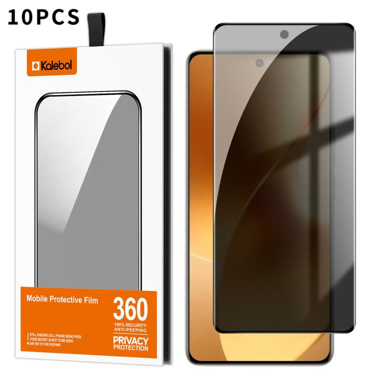 For Realme 15 5G 10pcs Kalebol Curved High-Aluminum Screen-Printed Full-Coverage Anti-Fingerprint Black-Border Privacy Tempered Glass Film