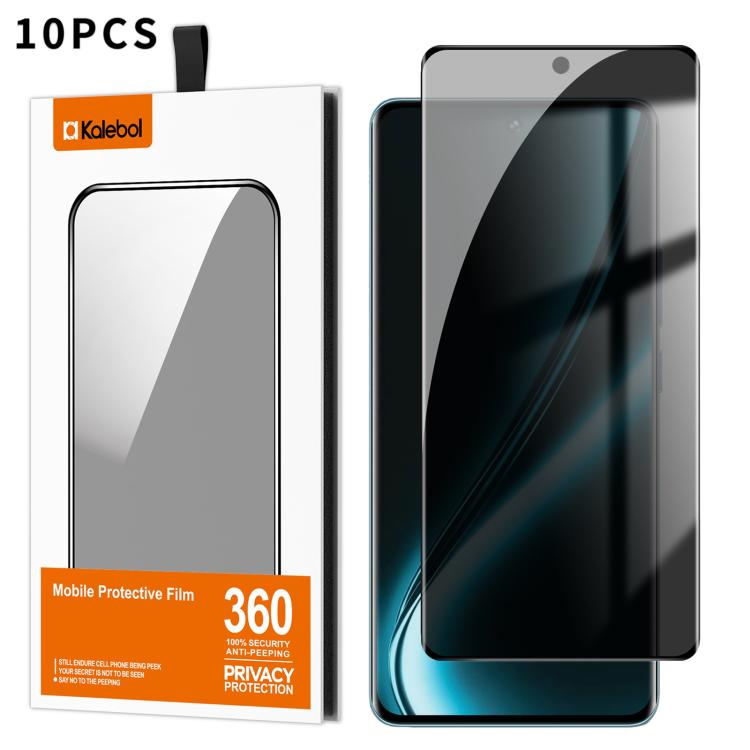 For Realme Narzo 80 Pro 10pcs Kalebol Curved High-Aluminum Screen-Printed Full-Coverage Anti-Fingerprint Black-Border Privacy Tempered Glass Film