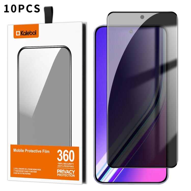 For Realme P3 Pro 10pcs Kalebol Curved High-Aluminum Screen-Printed Full-Coverage Anti-Fingerprint Black-Border Privacy Tempered Glass Film