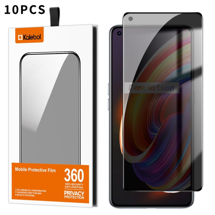 For Realme X7 Pro 10pcs Kalebol Curved High-Aluminum Screen-Printed Full-Coverage Anti-Fingerprint Black-Border Privacy Tempered Glass Film