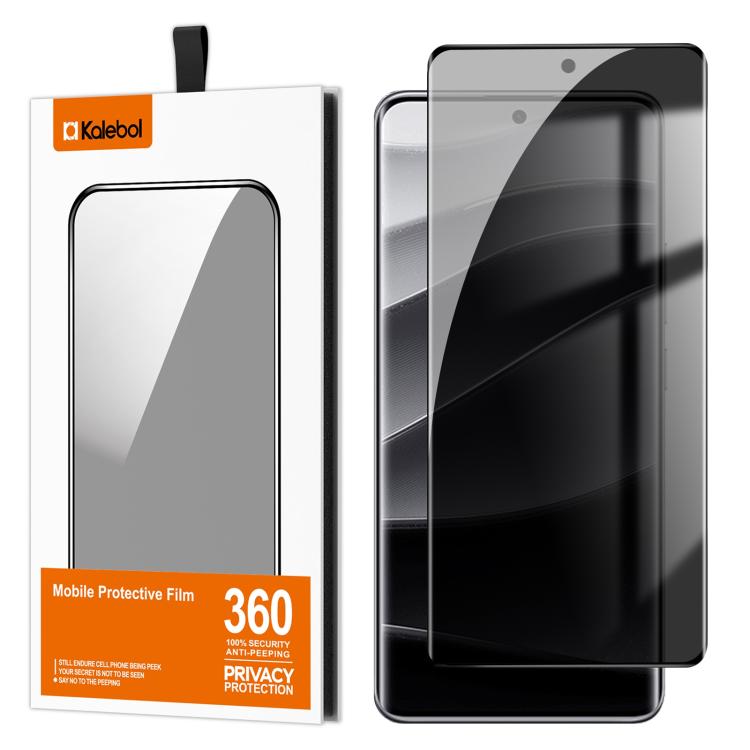 For Redmi Note 14 Pro+ 5G Kalebol Curved High-Aluminum Screen-Printed Full-Coverage Anti-Fingerprint Black-Border Privacy Tempered Glass Film