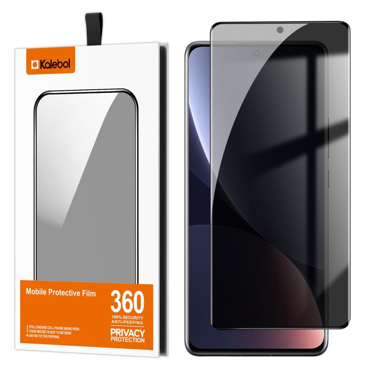 For Xiaomi 12 Pro Kalebol Curved High-Aluminum Screen-Printed Full-Coverage Anti-Fingerprint Black-Border Privacy Tempered Glass Film