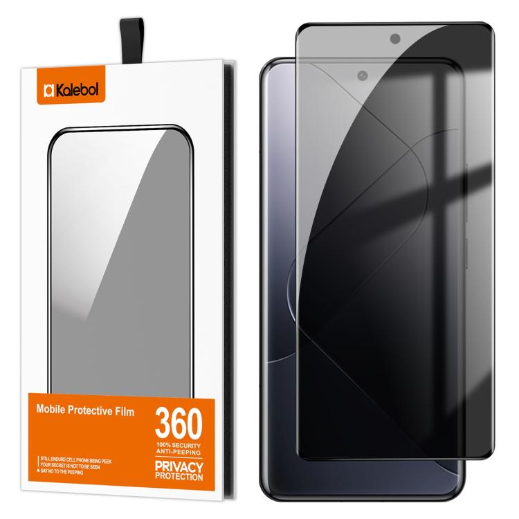 For Xiaomi 14 Pro Kalebol Curved High-Aluminum Screen-Printed Full-Coverage Anti-Fingerprint Black-Border Privacy Tempered Glass Film