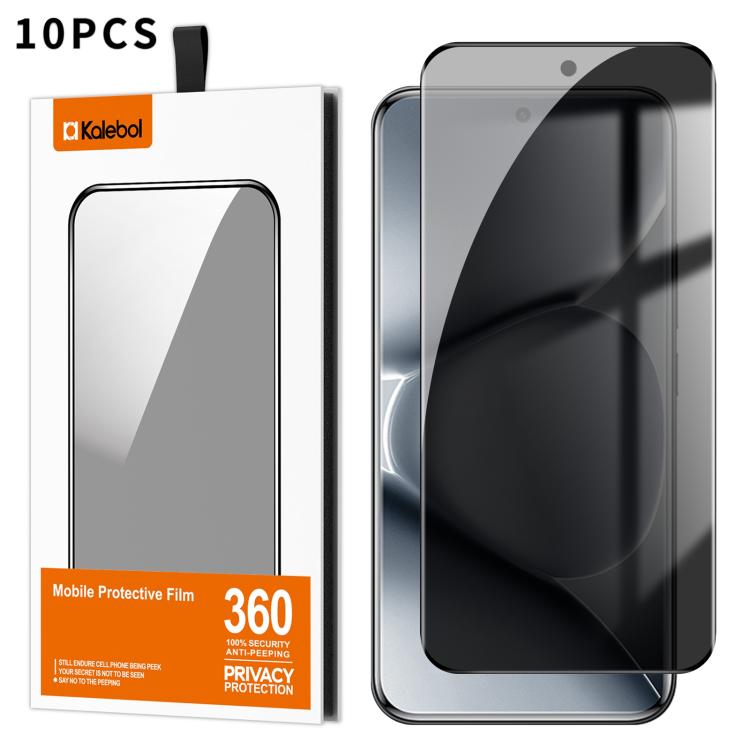 For Redmi Note 15 Pro+ 5G Global 163.3mm 10pcs Kalebol Curved High-Aluminum Screen-Printed Full-Coverage Anti-Fingerprint Black-Border Privacy Tempered Glass Film