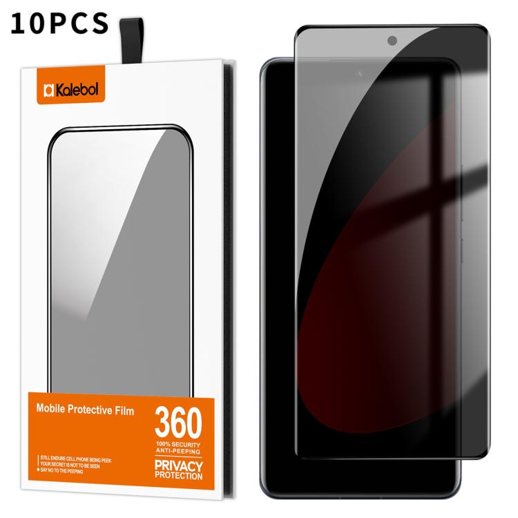 For Xiaomi 12S 10pcs Kalebol Curved High-Aluminum Screen-Printed Full-Coverage Anti-Fingerprint Black-Border Privacy Tempered Glass Film