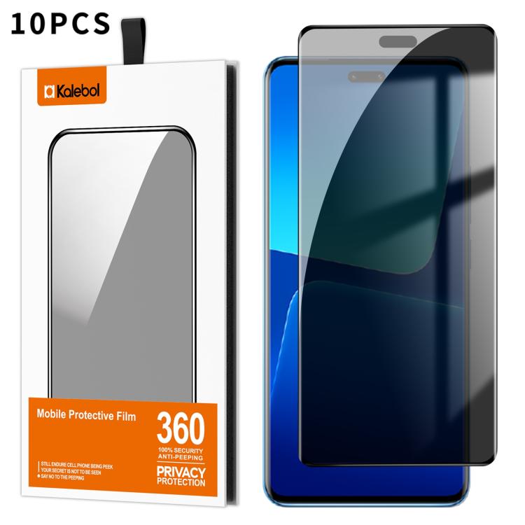 For Xiaomi 13 Lite 10pcs Kalebol Curved High-Aluminum Screen-Printed Full-Coverage Anti-Fingerprint Black-Border Privacy Tempered Glass Film