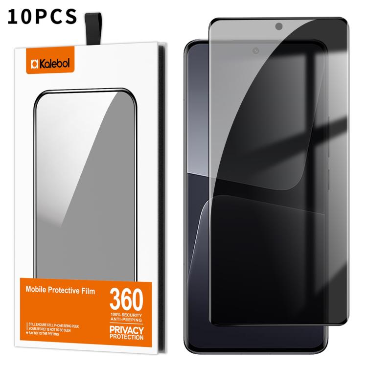 For Xiaomi 13 Pro 10pcs Kalebol Curved High-Aluminum Screen-Printed Full-Coverage Anti-Fingerprint Black-Border Privacy Tempered Glass Film
