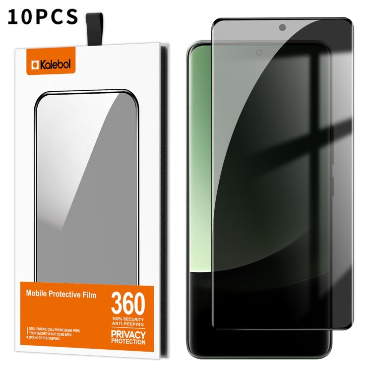 For Xiaomi 13 Ultra 10pcs Kalebol Curved High-Aluminum Screen-Printed Full-Coverage Anti-Fingerprint Black-Border Privacy Tempered Glass Film