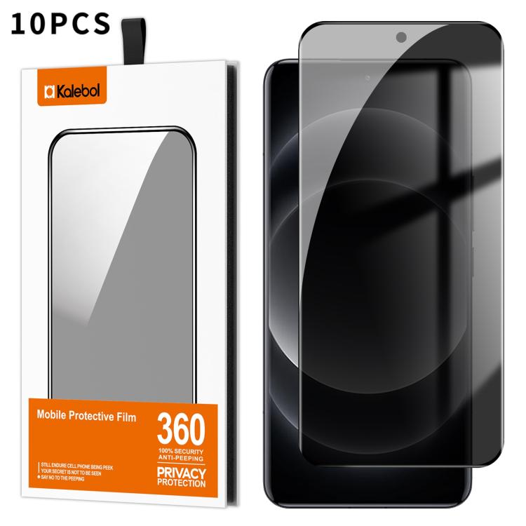 For Xiaomi 14 Ultra 10pcs Kalebol Curved High-Aluminum Screen-Printed Full-Coverage Anti-Fingerprint Black-Border Privacy Tempered Glass Film