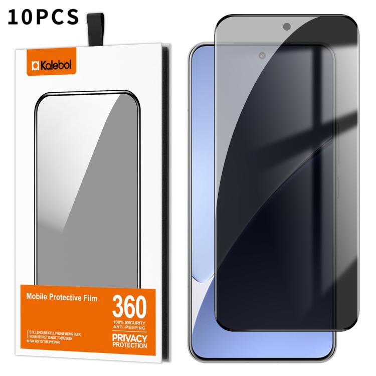 For Xiaomi 15 Pro 10pcs Kalebol Curved High-Aluminum Screen-Printed Full-Coverage Anti-Fingerprint Black-Border Privacy Tempered Glass Film