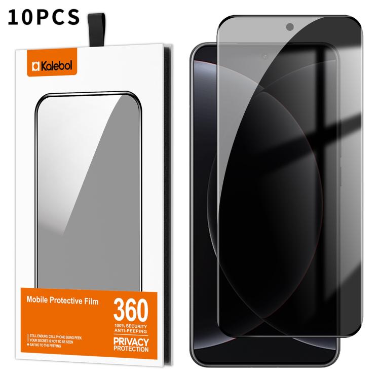 For Xiaomi 15 Ultra 10pcs Kalebol Curved High-Aluminum Screen-Printed Full-Coverage Anti-Fingerprint Black-Border Privacy Tempered Glass Film