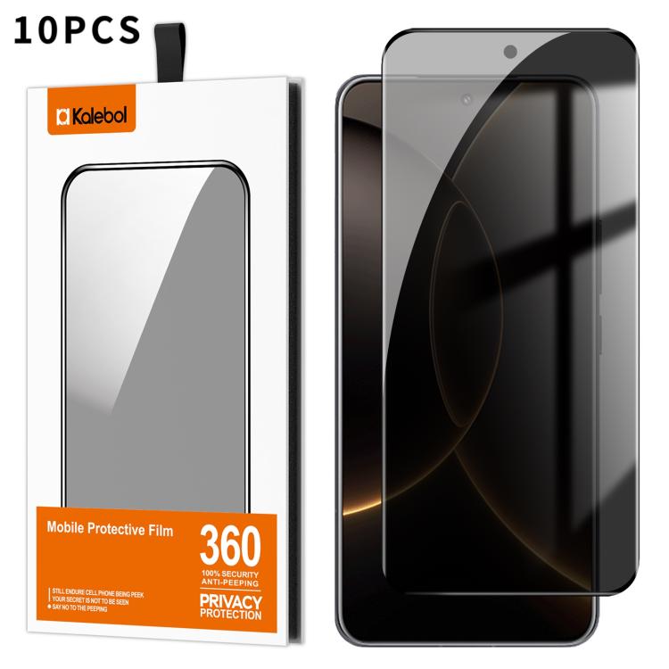 For Xiaomi 15S Pro 10pcs Kalebol Curved High-Aluminum Screen-Printed Full-Coverage Anti-Fingerprint Black-Border Privacy Tempered Glass Film