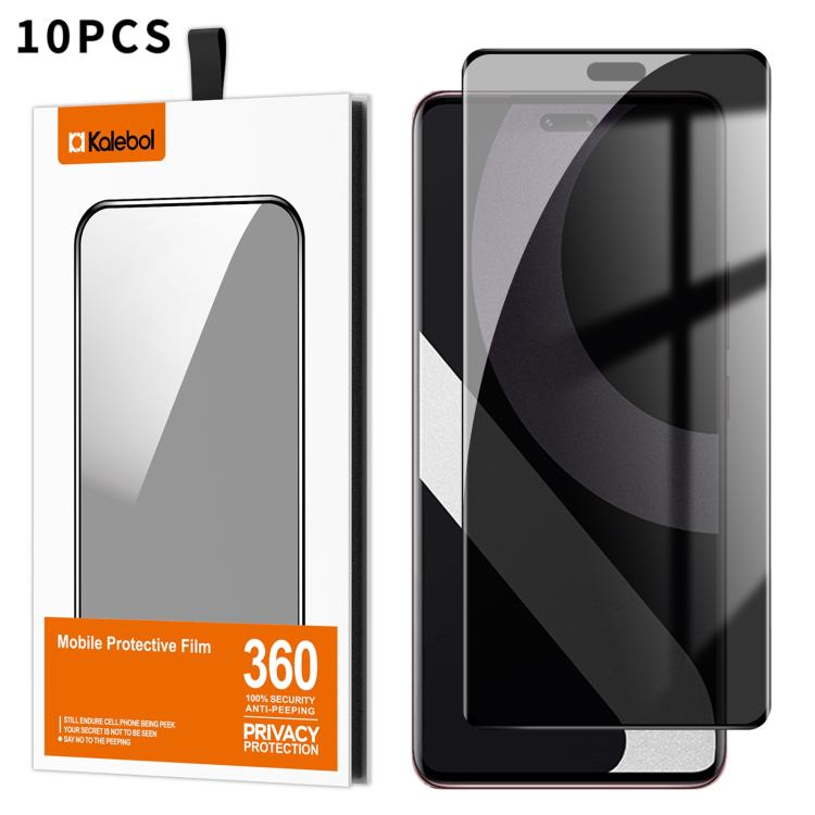 For Xiaomi Civi 2 10pcs Kalebol Curved High-Aluminum Screen-Printed Full-Coverage Anti-Fingerprint Black-Border Privacy Tempered Glass Film