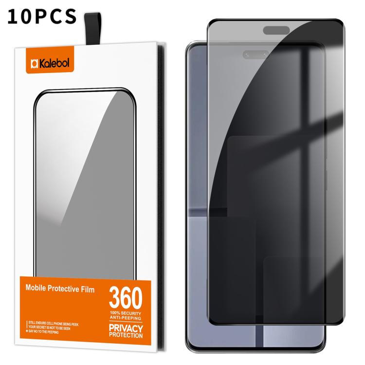 For Xiaomi Civi 3 10pcs Kalebol Curved High-Aluminum Screen-Printed Full-Coverage Anti-Fingerprint Black-Border Privacy Tempered Glass Film