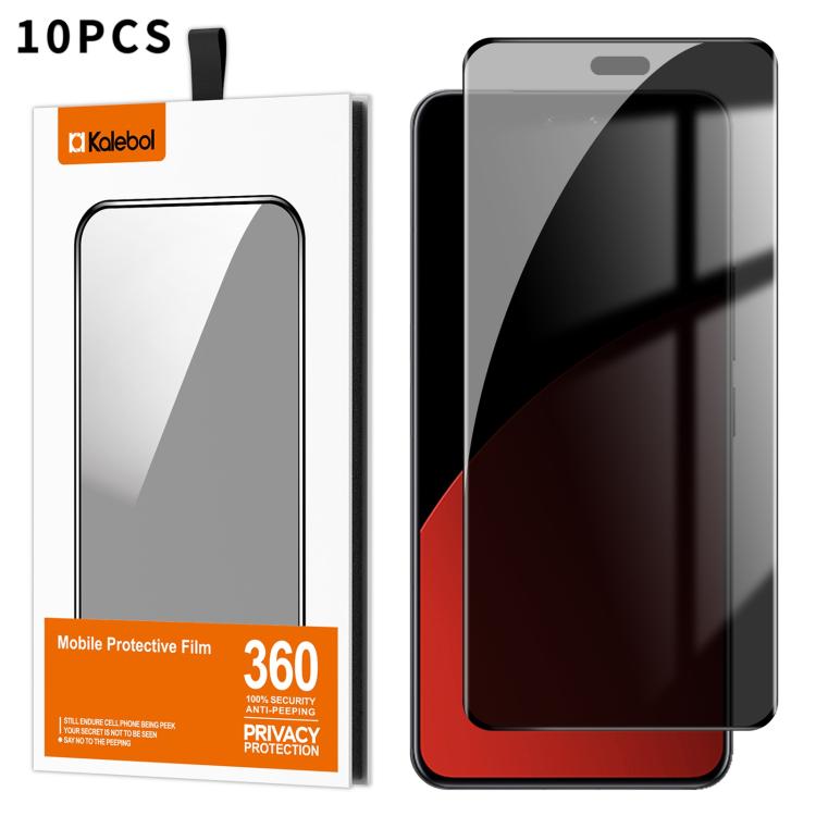 For Xiaomi Civi 4 Pro 10pcs Kalebol Curved High-Aluminum Screen-Printed Full-Coverage Anti-Fingerprint Black-Border Privacy Tempered Glass Film