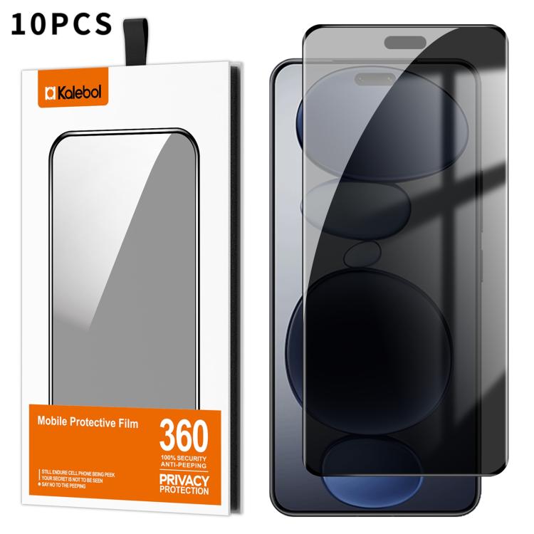 For Xiaomi Civi 5 Pro 10pcs Kalebol Curved High-Aluminum Screen-Printed Full-Coverage Anti-Fingerprint Black-Border Privacy Tempered Glass Film