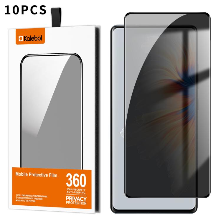 For Xiaomi Mi Mix 4 10pcs Kalebol Curved High-Aluminum Screen-Printed Full-Coverage Anti-Fingerprint Black-Border Privacy Tempered Glass Film