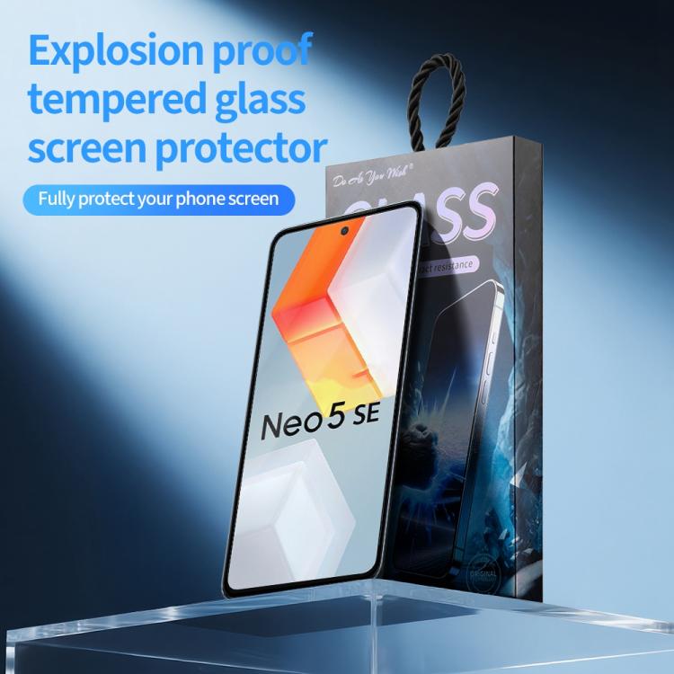 For vivo iQOO Neo5 SE Do As You Wish Silk Screen Printed HD Tempered Glass Film - Black