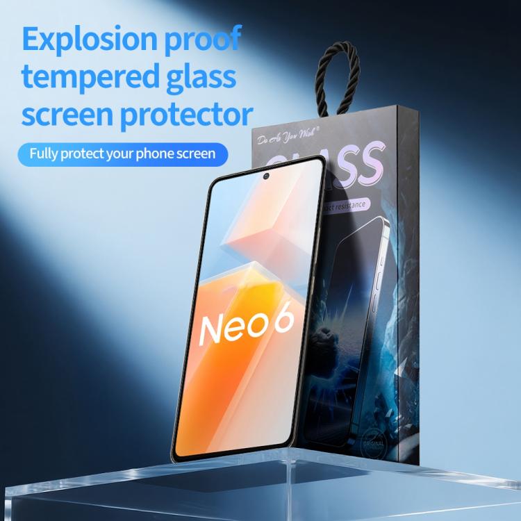 For vivo iQOO Neo6 Do As You Wish Silk Screen Printed HD Tempered Glass Film - Black