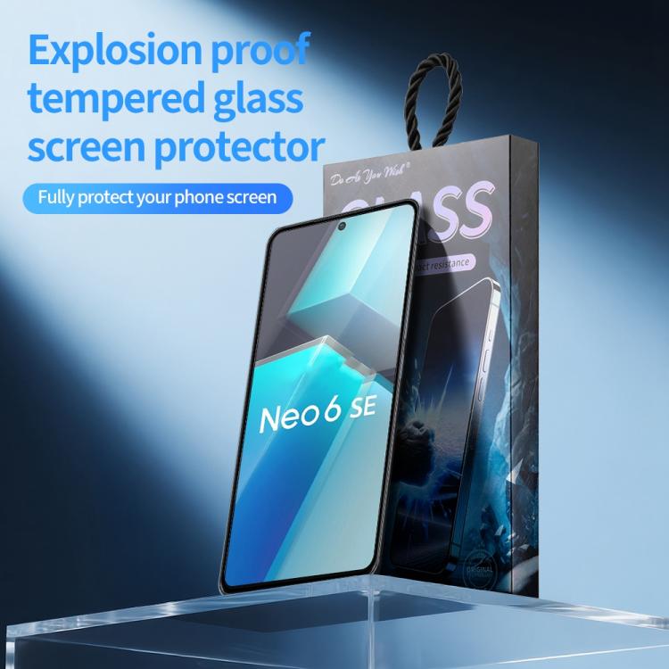 For vivo iQOO Neo6 SE Do As You Wish Silk Screen Printed HD Tempered Glass Film - Black