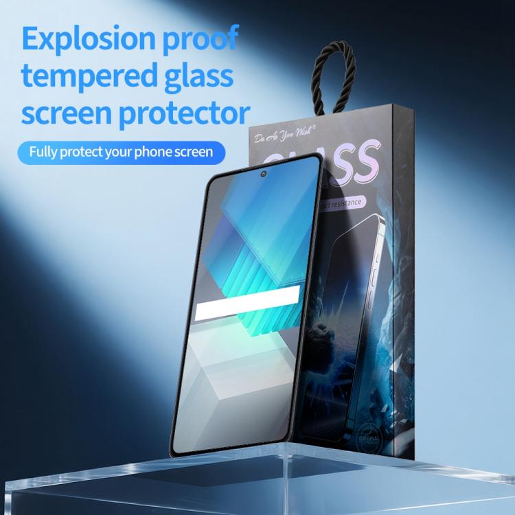 For vivo iQOO Neo7 SE Do As You Wish Silk Screen Printed HD Tempered Glass Film - Black