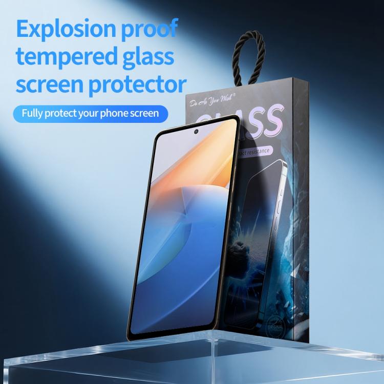 For vivo iQOO Z6 5G Do As You Wish Silk Screen Printed HD Tempered Glass Film - Black