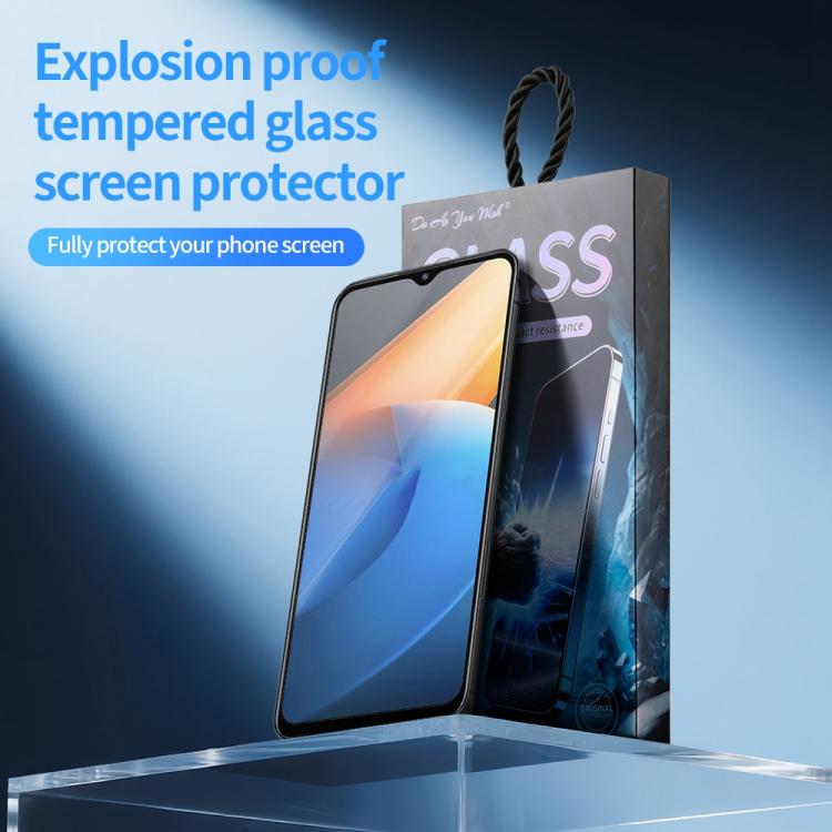 For vivo iQOO Z6x Do As You Wish Silk Screen Printed HD Tempered Glass Film - Black