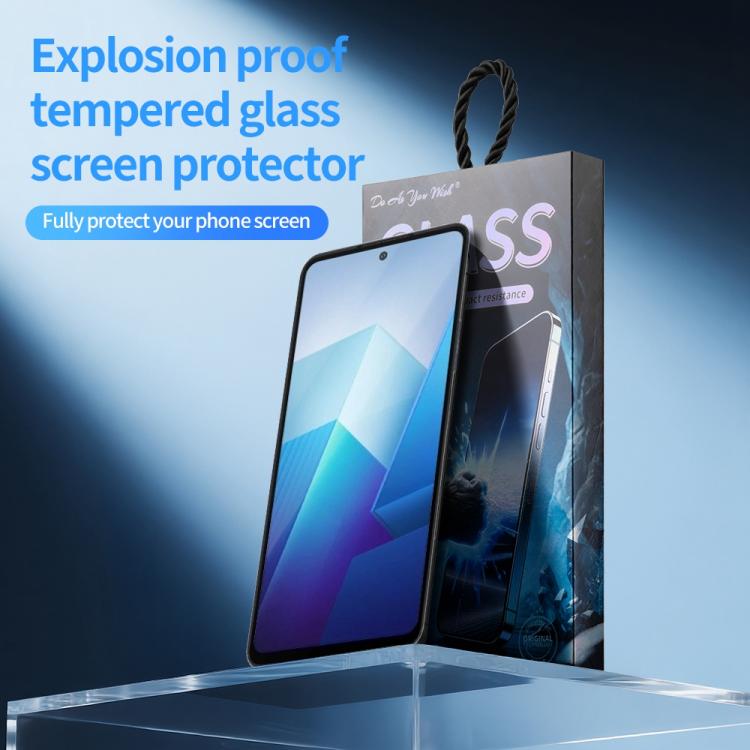 For vivo iQOO Z7 Do As You Wish Silk Screen Printed HD Tempered Glass Film - Black