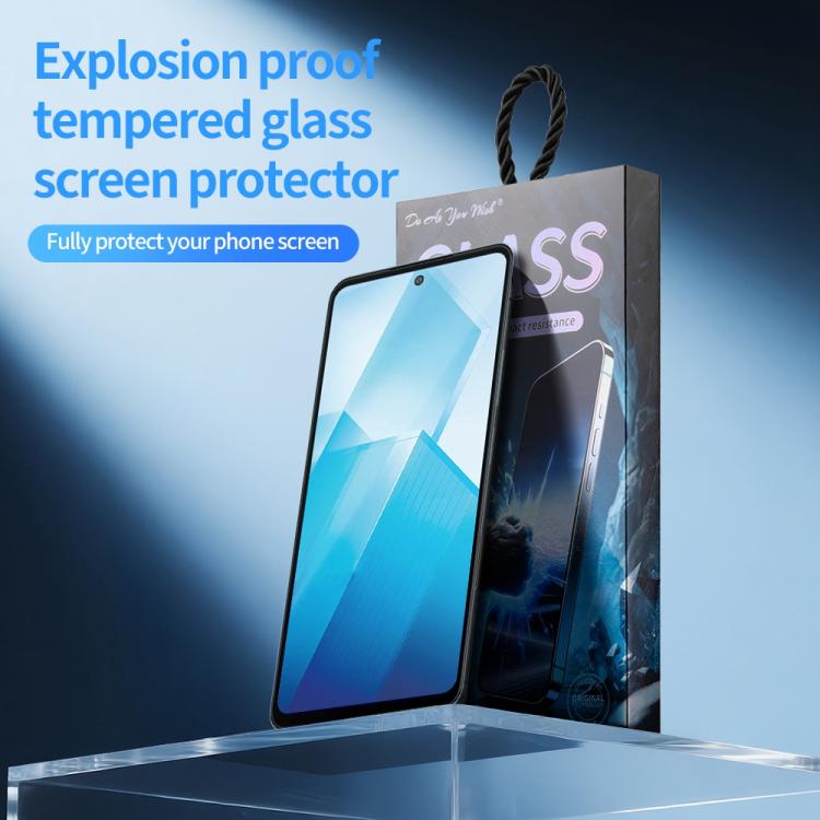 For vivo iQOO Z8x Do As You Wish Silk Screen Printed HD Tempered Glass Film - Black