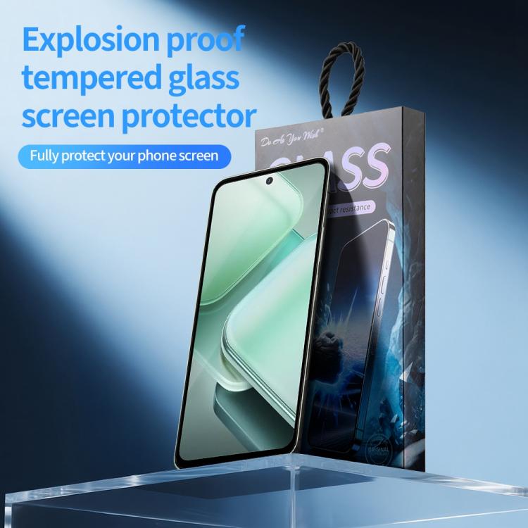 For vivo iQOO Z9x 5G Do As You Wish Silk Screen Printed HD Tempered Glass Film - Black