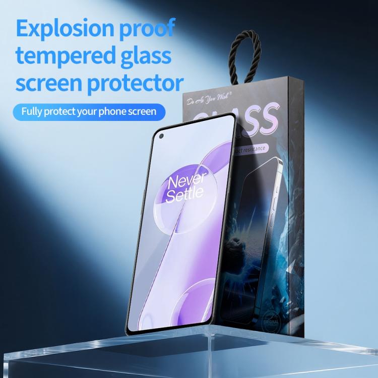 For OnePlus 9RT 5G Do As You Wish Silk Screen Printed HD Tempered Glass Film - Black