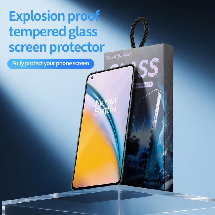 For OnePlus Nord 2 5G Do As You Wish Silk Screen Printed HD Tempered Glass Film - Black