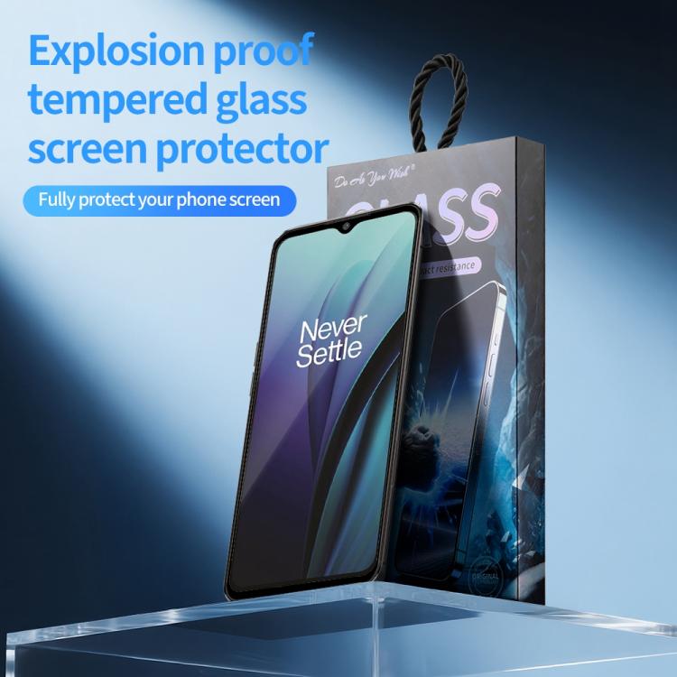 For OnePlus Nord N20 SE Do As You Wish Silk Screen Printed HD Tempered Glass Film - Black