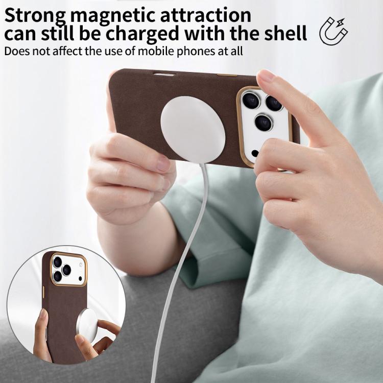 For iPhone 17 Pro Max VIETAO Suede MagSafe PU Leather Phone Case