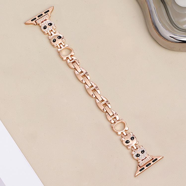 For Apple Watch 42 / 44 / 45 / 46 / 49mm xDfind Red Panda Shaped Diamond Metal Watch Band
