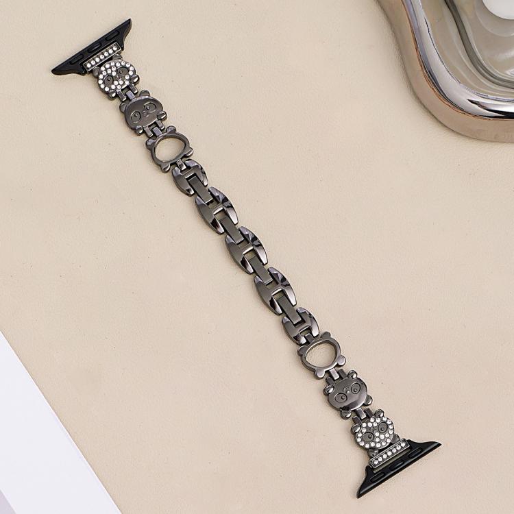 For Apple Watch 38 / 40 / 41 / S11 42mm xDfind Red Panda Shaped Diamond Metal Watch Band