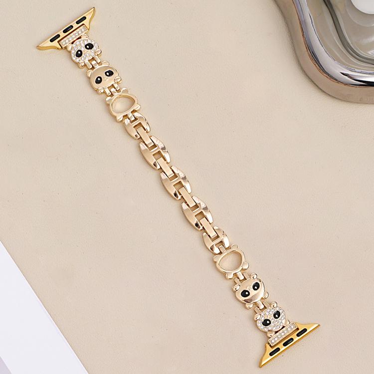 For Apple Watch 38 / 40 / 41 / S11 42mm xDfind Red Panda Shaped Diamond Metal Watch Band