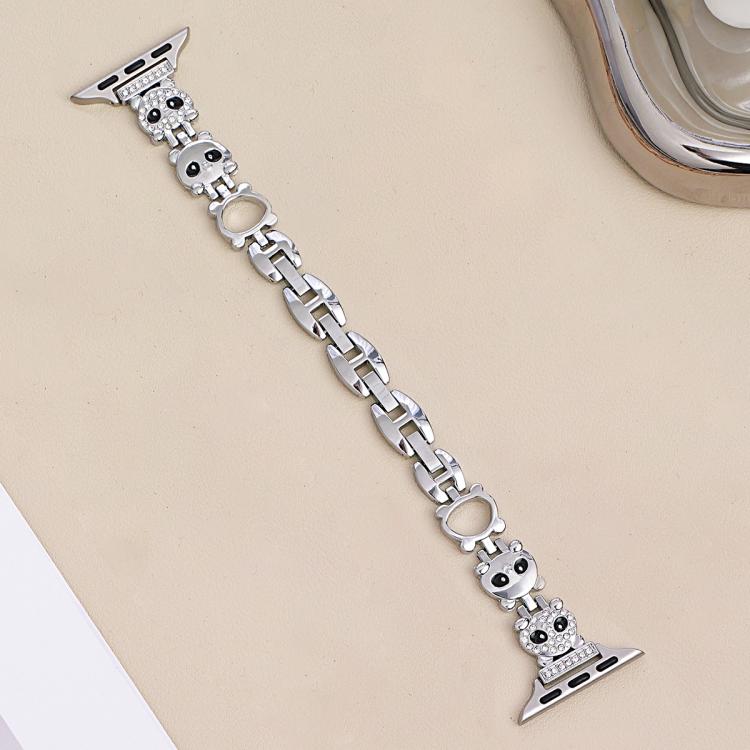 For Apple Watch 38 / 40 / 41 / S11 42mm xDfind Red Panda Shaped Diamond Metal Watch Band