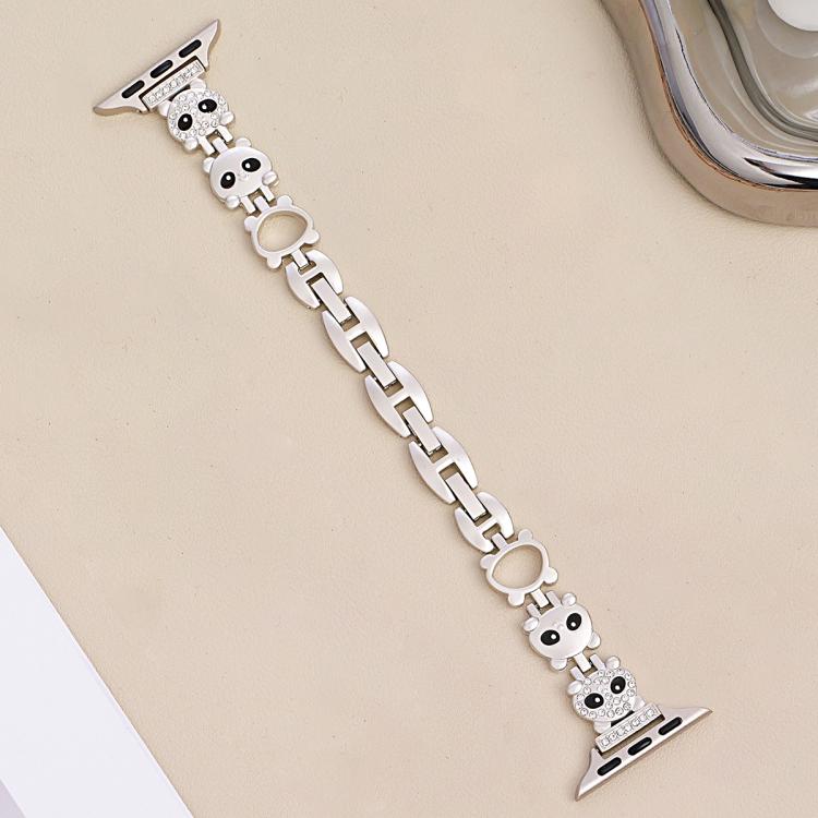 For Apple Watch 38 / 40 / 41 / S11 42mm xDfind Red Panda Shaped Diamond Metal Watch Band