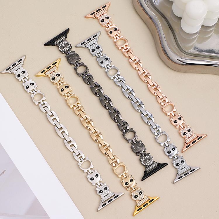 For Apple Watch 38 / 40 / 41 / S11 42mm xDfind Red Panda Shaped Diamond Metal Watch Band