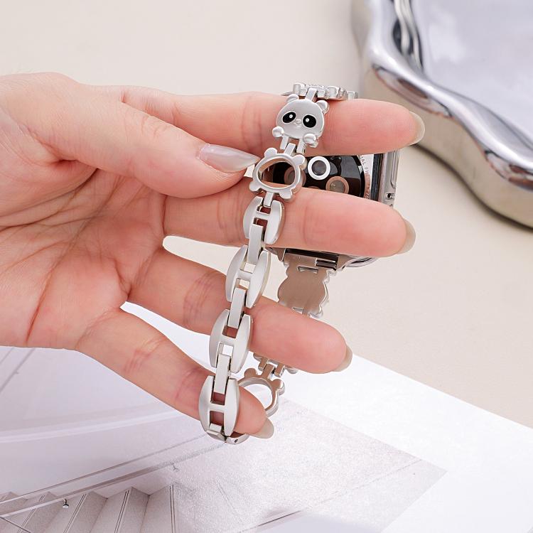 For Apple Watch 42 / 44 / 45 / 46 / 49mm xDfind Red Panda Shaped Diamond Metal Watch Band