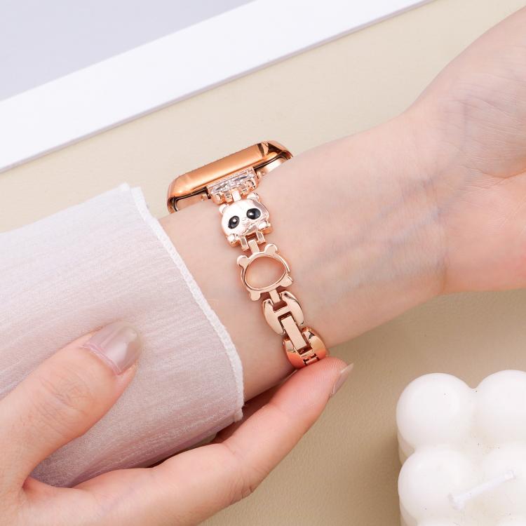 For Apple Watch 42 / 44 / 45 / 46 / 49mm xDfind Red Panda Shaped Diamond Metal Watch Band